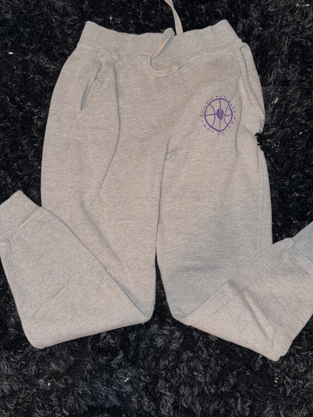 Kids Gray Sweatpants with Purple Logo